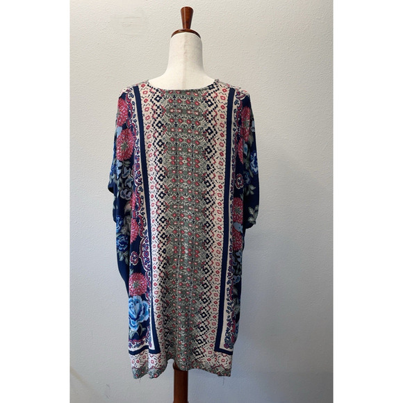 Angie Kimono Wrap Cardigan Womens Size S Blue Floral Open Front - Picture 3 of 7